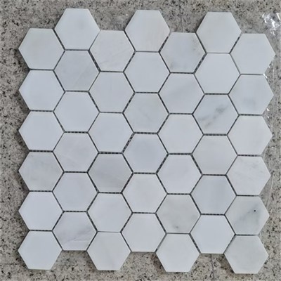 Mosaig Marmor sgleinio Hecsagon Bianco Carrara