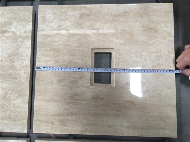 Roman travertine for wall with socket cutout Roman travertine for wall with socket cutout